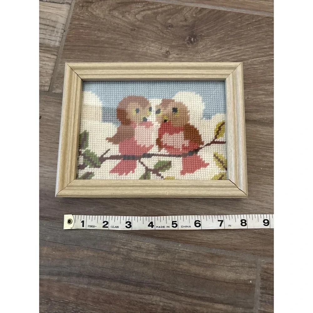 Vintage Garden Birds Finished Oak Framed Cross Stitch Blooms Floral‎ 8